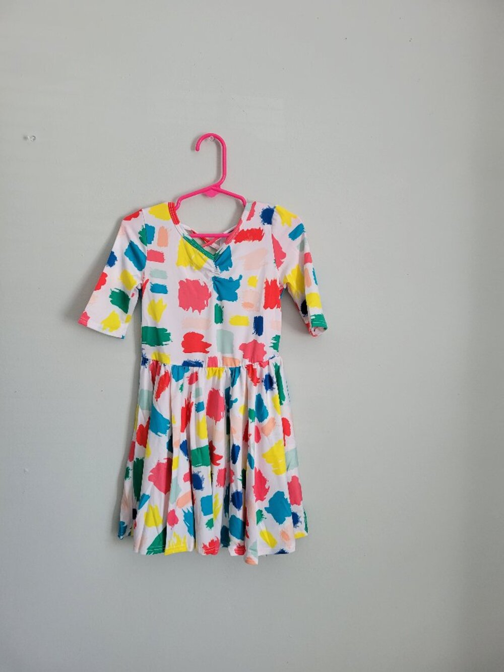 Dot Dot Smile Dress Girl's 3/4 Toddler White Paint Splatter Ballerina NWT